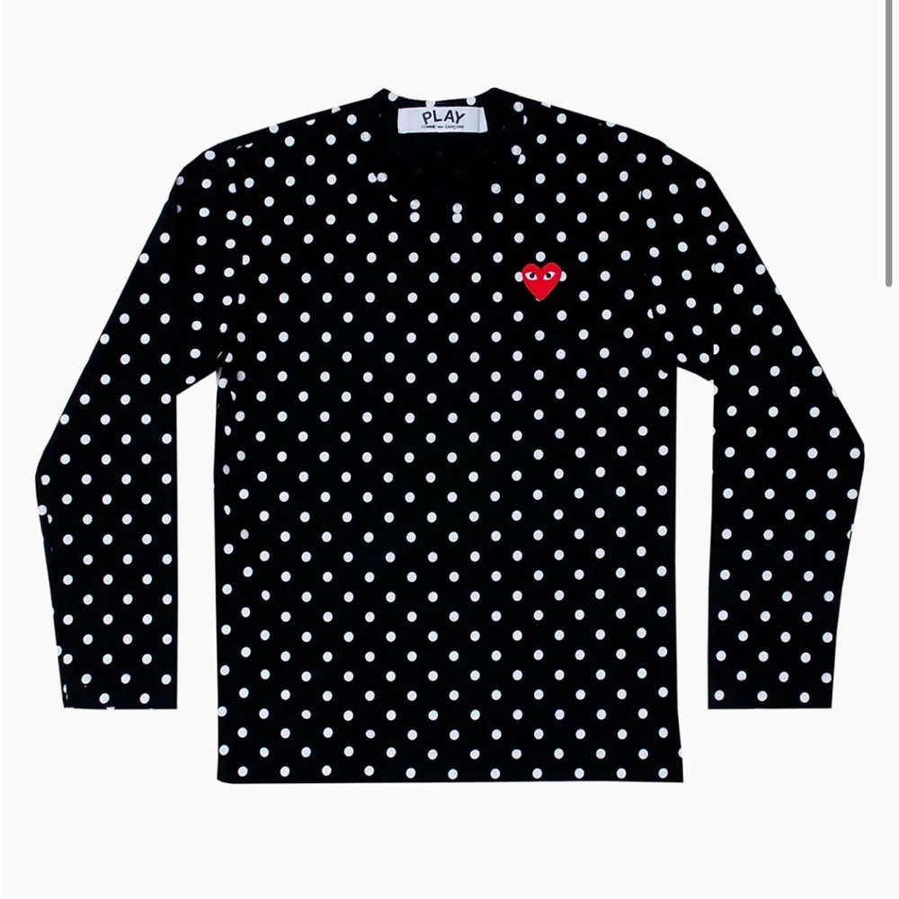 Comme‎ des Garcons Black Shirt with White Polka Dots Size Medium